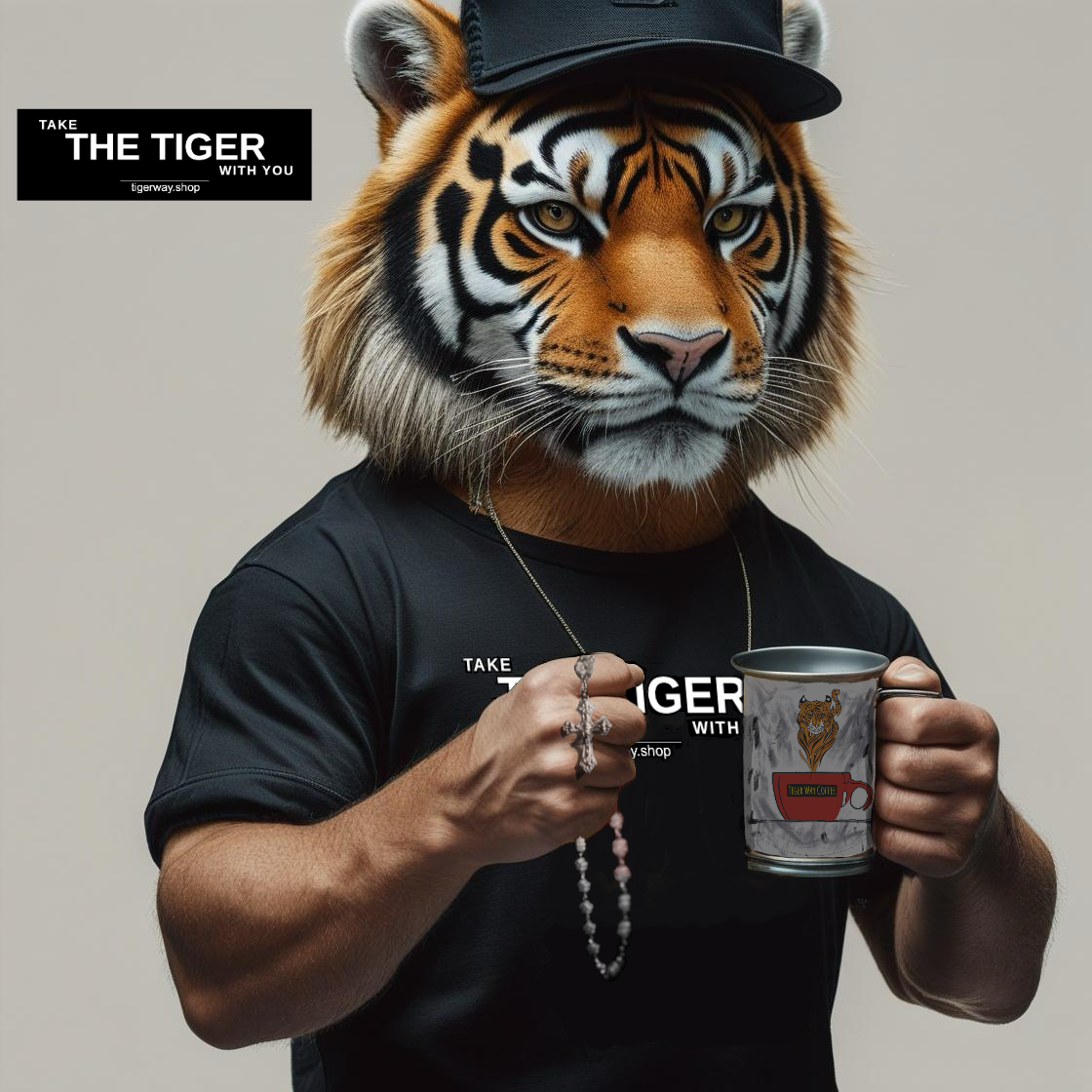 Take The Tiger With You - short sleeved black t-shirt